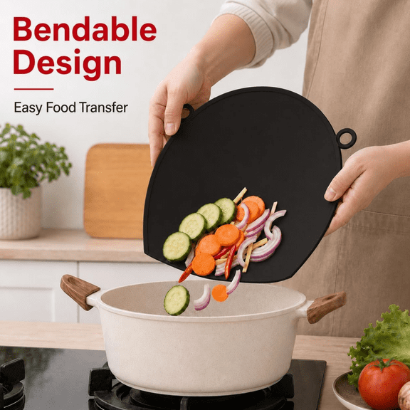 Food Grade TPU Double Sided Cutting Board, Scratch Resistant Non Slip Chopping Mat, Hanging Drip Dishwasher Safe Kitchen Prep Board for Meat, Vegetables, Fruits, 4 Soft Pastel Color Selections