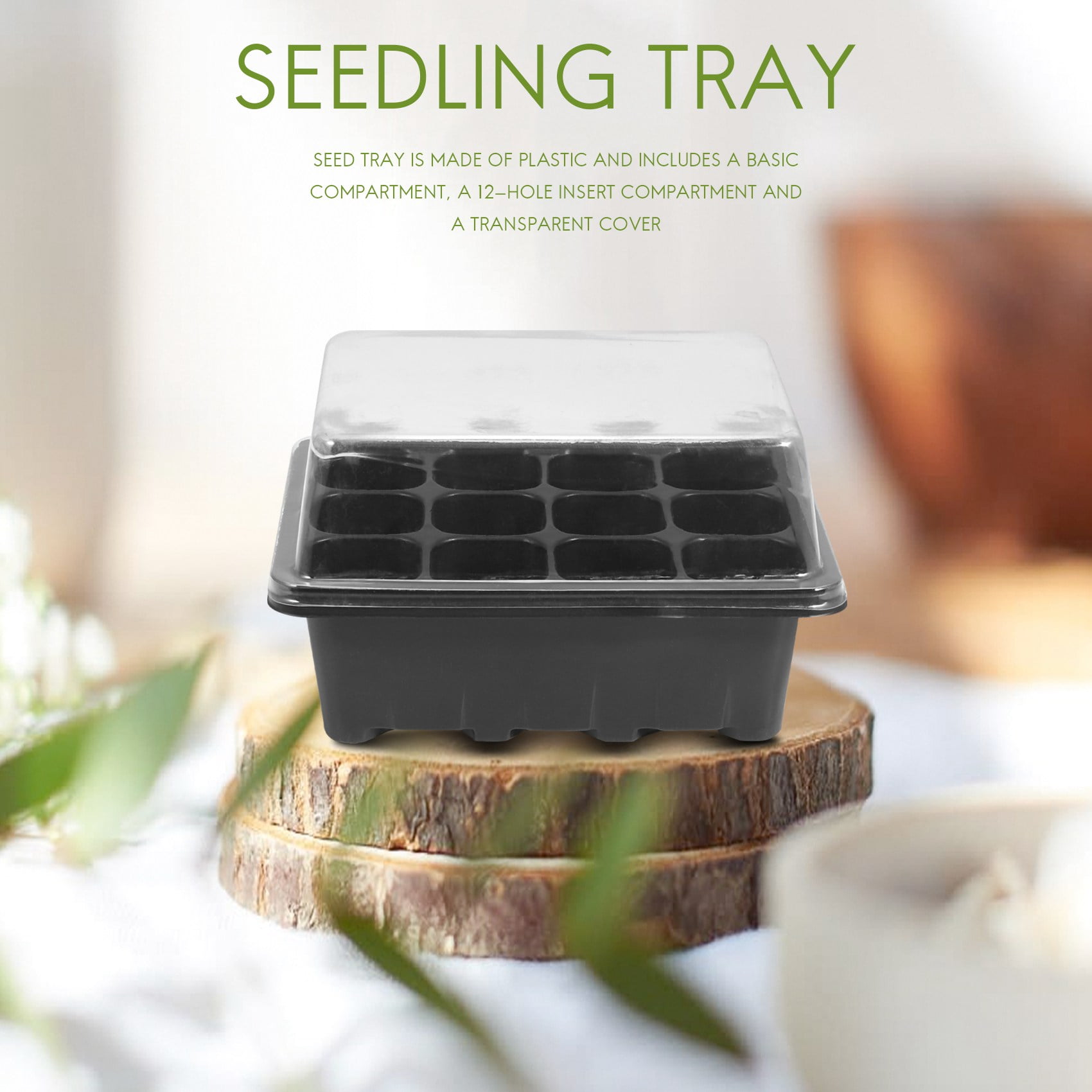 Seedling Tray with Lid 8 Pcs Seed Trays with Lids 12 Cells Seed Starter
