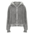 thumbnail image 4 of DAFPZW Womens Fleece Jacket Winter Sherpa Warm Full Zip Hoodies Fuzzy Shearling Long Sleeve Padded Coat Outerwear, 4 of 8