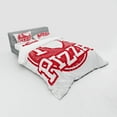 thumbnail image 3 of Saying Duvet Cover Set, Grunge I Love Pizza Lettering with Heart Shape and Rubber Stamp Food Theme, Bedding Set with Shams and Fitted Sheet, 3 Sizes, by Ambesonne, 3 of 3