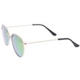 thumbnail image 3 of Retro Metal Frame Thin Temples Colored Mirror Lens Round Sunglasses 50mm (Silver / Yellow Mirror), 3 of 4
