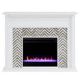 thumbnail image 4 of Bowery Hill Tiled Marble Color Changing Electric Fireplace in White, 4 of 15