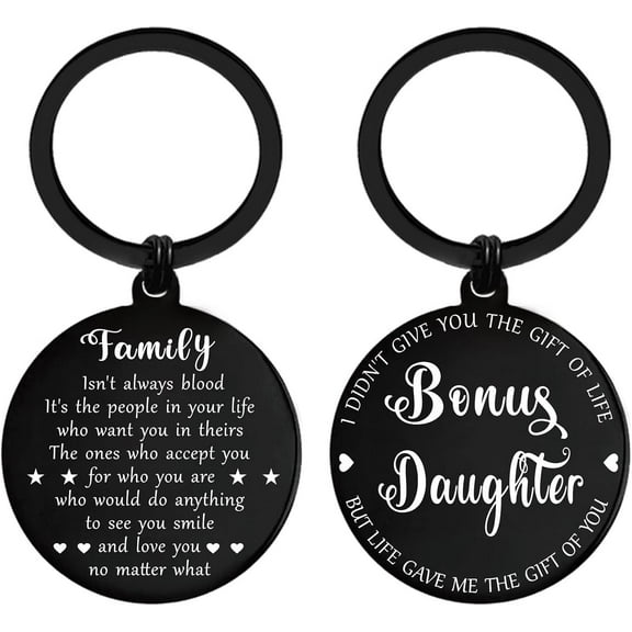 To My Bonus Daughter Keychain - Life Gave Me the Gift of You - Stepdaughter Present for Mothers Day Graduation Christmas