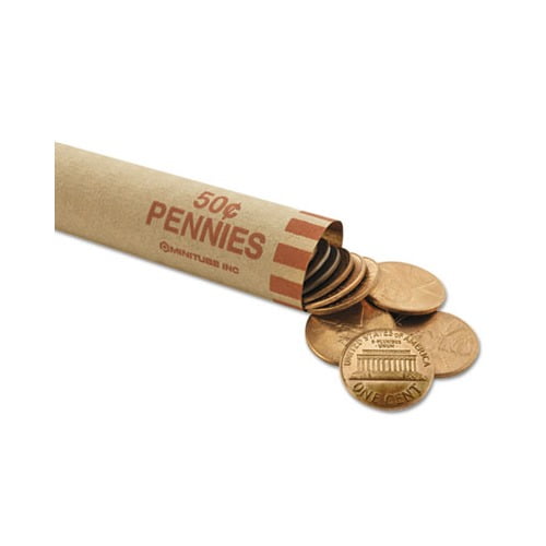 Nested Preformed Coin Wrappers Pennies, .50, Red, 1000 Wrappers/Box