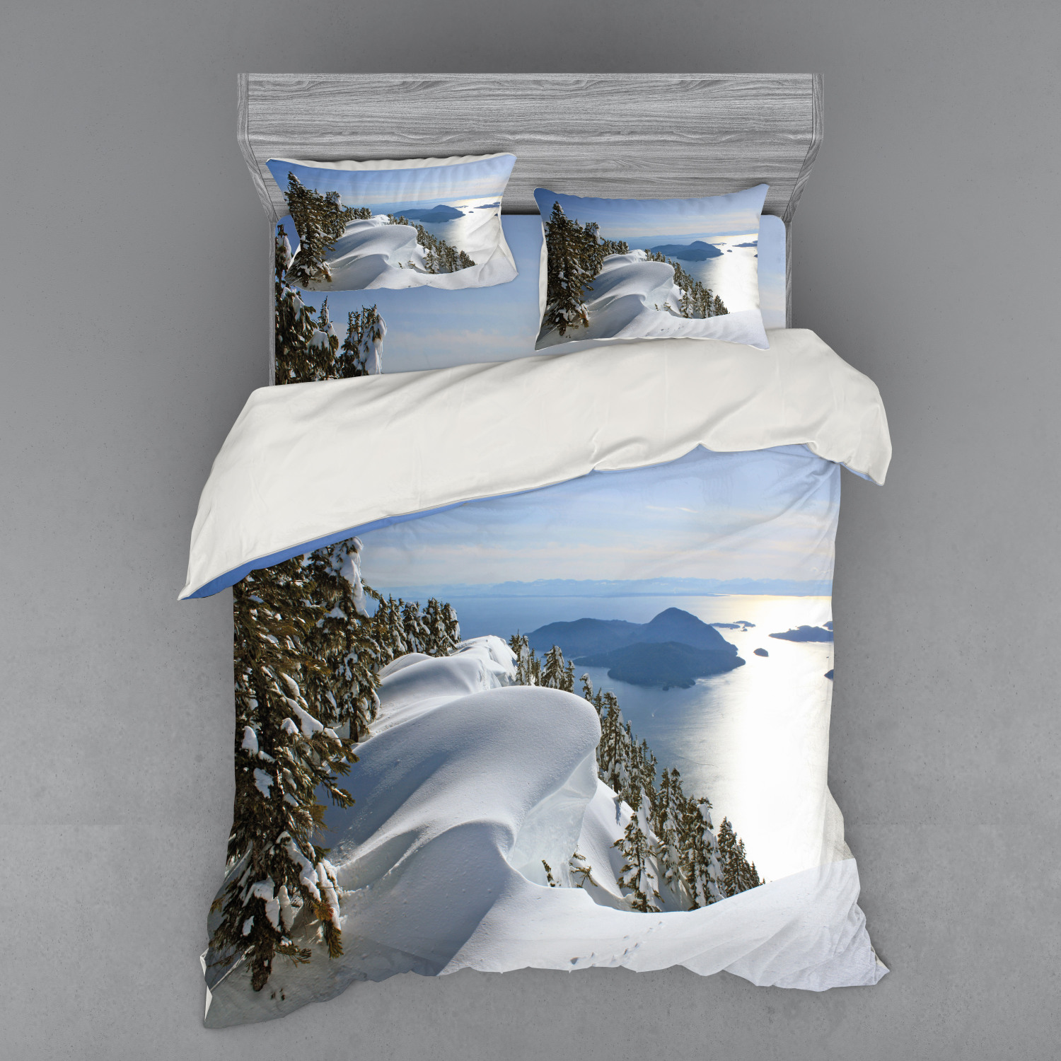 Winter Duvet Cover Set, Pacific Ocean Meets the Mountains Vancouver