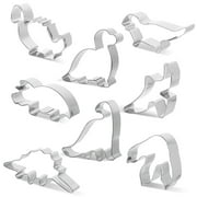 8-Piece Dinosaur Cookie Cutters Set, Stainless Steel Baking Molds for Dough, Cakes, Bread, and Pastry Decoration