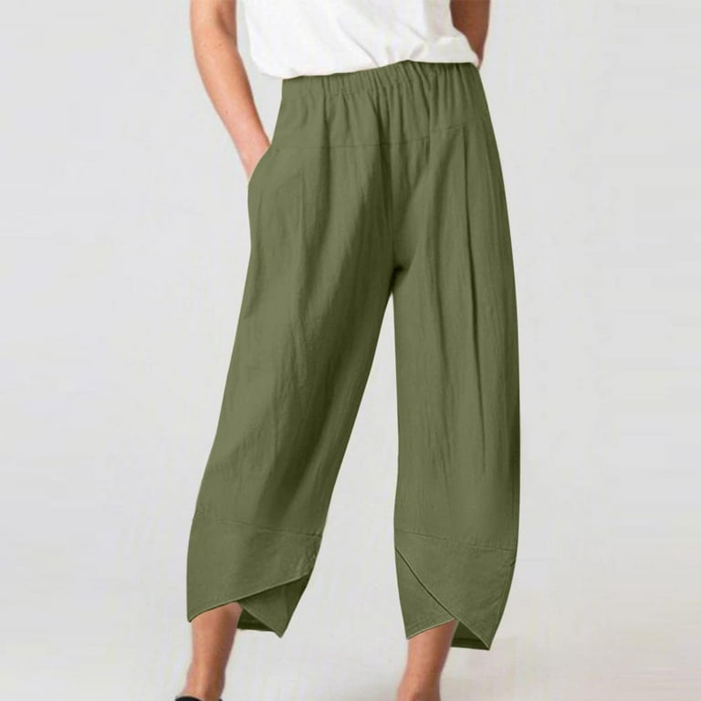 Oalirro Women's Pants High Waist Pocket Green Drawstring Pants Women Casual  XL