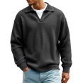 thumbnail image 2 of Long Sleeve Tops for Men Fashion Turndown Collar Solid Color Casual Top Loose Soft Comfort Athletic Tee Shirts, 2 of 5