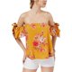 thumbnail image 1 of Gypsies & Moondust Blusa con hombros descubiertos y mangas anudadas para mujer, amarillo, extragrande, 1 of 1