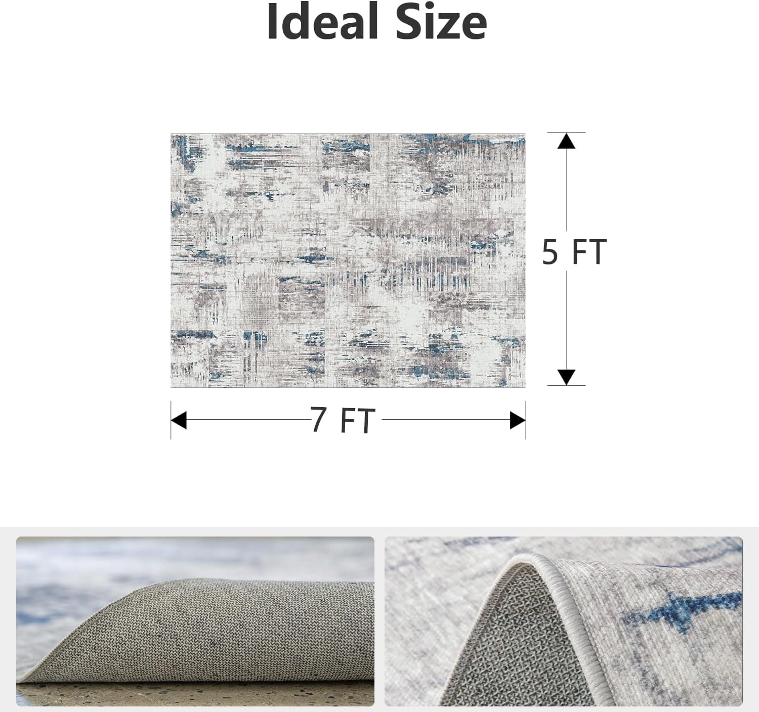 SIXHOME 5'x7' Area Rugs for Living Room Modern Abstract Area Rugs Machine Washable Rugs Soft Neutral Carpet Rugs for Bedroom Dining Room Office Playroom Aesthetic Home Decor Non Slip Rug Navy Blue
