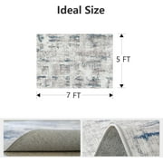 SIXHOME 5x7 Area Rugs for Living Room Modern Abstract Area Rugs Machine Washable Rugs Soft Neutral Carpet Rugs for Bedroom Dining Room Office Playroom Aesthetic Home Decor Non Slip Rug Navy Blue
