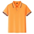 thumbnail image 4 of Splozh Collared Shirts for Boys Boys Short Sleeve Dress Shirts Kids Casual Color Block School Summer Golf Shirt Orange,9-10 Years, 4 of 7