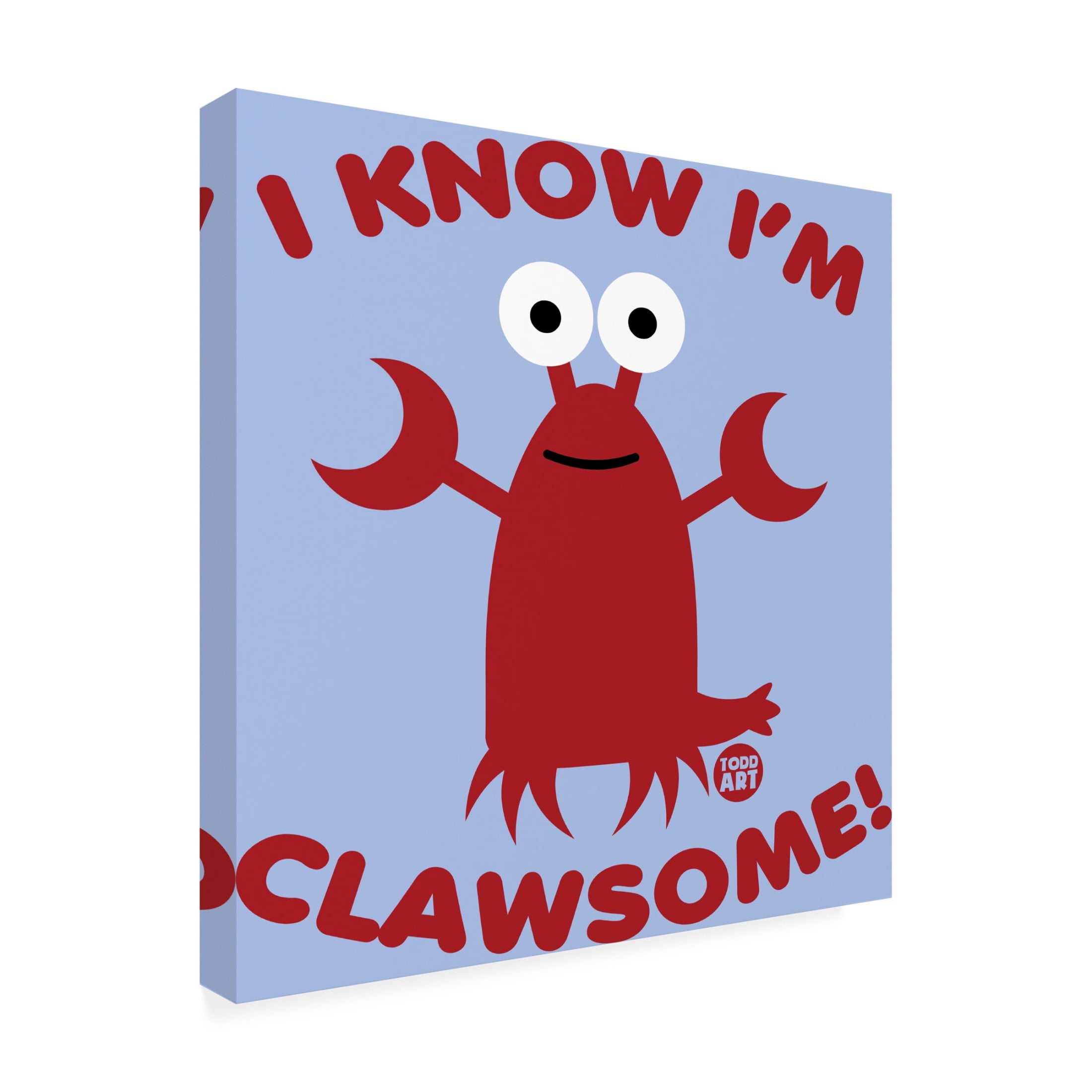 Canvas Wall Art - toddart 'Clawsome Lobster' Wall Art for Living Room, Bedroom, or Office Décor by Trademark Fine Art - 24 x 24 Inches