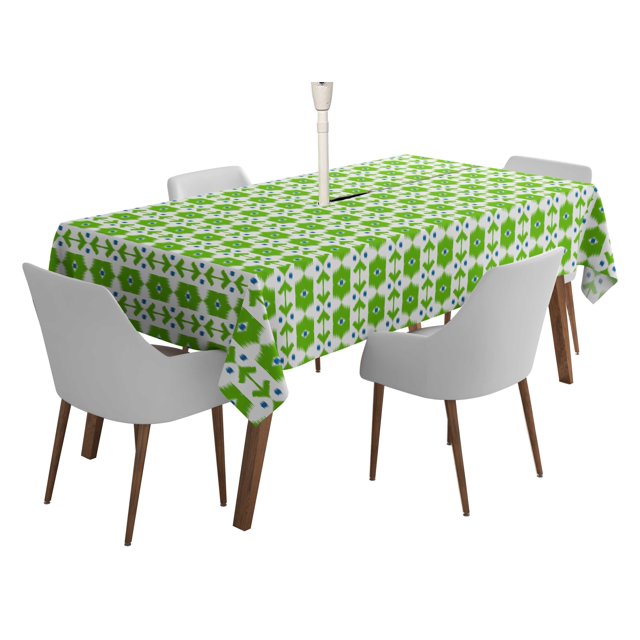 Vargottam Indoor/OutdoorTablecloth58x82 Inch RectangleTablecloth with Umbrella Hole and Zip- Waterproof PatioTableCloths- TableCovers for Backyard RectangularTable- Light Green