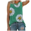 Women Summer Tops O-neck Daisy Print Sleeveless Tank T-Shirts Graphic Blouse Yoga Tank Top