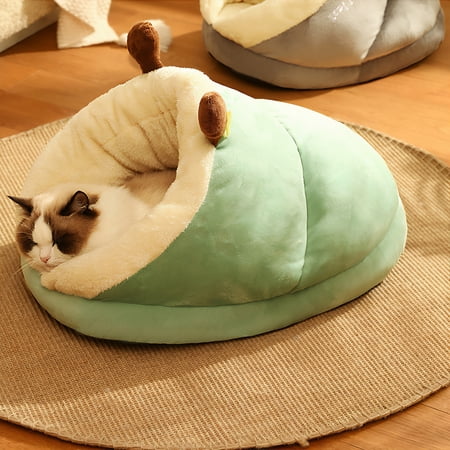 Tvtnvo Pet House Self Warming Plush Slipper Cave Bed for Pets and Small Dogs No Slip Soft High Resilience Cotton Breathable Indoor Pet Bed for Anxiety Relief and Burrowing 23.6x15.7x13.8in Green