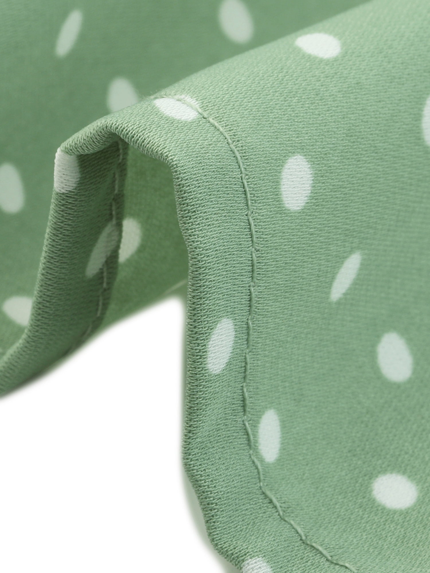 DARING DIVA Women's Polka Dots Peter Pan Collar Puff Sleeve Shirt Top L Light Green