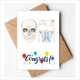 thumbnail image 1 of Esqueleto humano ilustraciones cráneo costillas Sobre de la Carta de felicitación de la tarjeta de matrimonio, 1 of 4