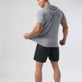 thumbnail image 4 of Jinda Men's Short Sleeve T Shirt Soft Quick Dry Workout Top Cool Summer Hooded Tshirt Running Stretch Slim Fit Comfy Tees Grey Large, 4 of 4