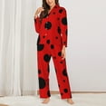 thumbnail image 2 of Yiaed Ladybug Pattern Print Pajamas Women's Long Sleeve Sleepwear Soft Button Down Loungewear Pjs Lounge Set Nightwear Womens Pajama Pants-X-Large, 2 of 7