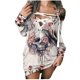 thumbnail image 1 of Mujeres Fuera Del Hombro Cruz Negra de Manga Larga Farty Vestido Casual Odeerbi ODB113051, 1 of 5