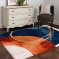 thumbnail image 3 of Navy Blue Burnt Orange Area Rug 4x6 FT, Non Slip Kids Room Carpet, Boho Art Modern Geometric Washable Soft Floor Carpet Non-Shedding Throw Rug for Dorm Kitchen Study Room Home Office Bedside, 3 of 9