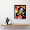 thumbnail image 2 of Zebra Portrait Vibrant Colourful Stripes Bright Bold Psychedelic Rainbow Art Print Framed Poster Wall Decor 12x16 inch, 2 of 5