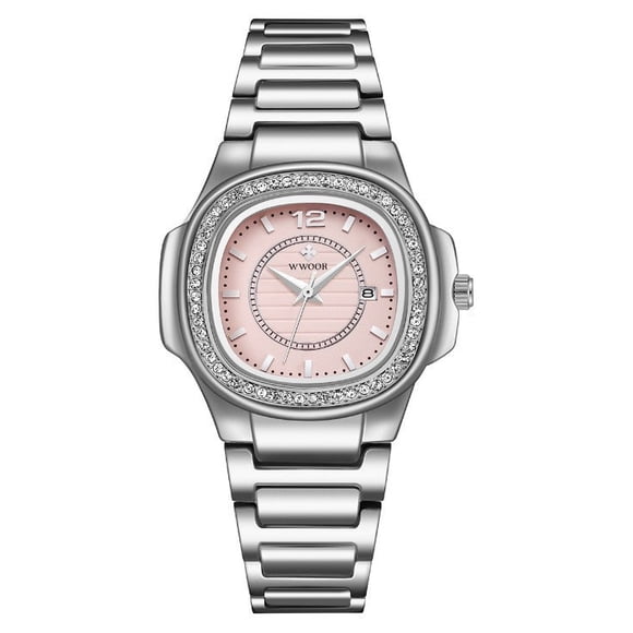 Steel Belt Diamond Watch For Women Waterproof 30M Quartz With Sapphire Crystal Glass