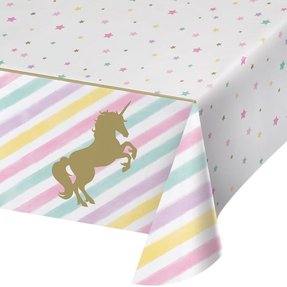 6 Count Bulk Pack Sparkle Unicorn Plastic Table Covers