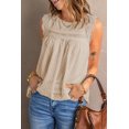 thumbnail image 3 of ABPHQTO Camiseta sin mangas de lunares de ganchillo color albaricoque para mujer, 3 of 5