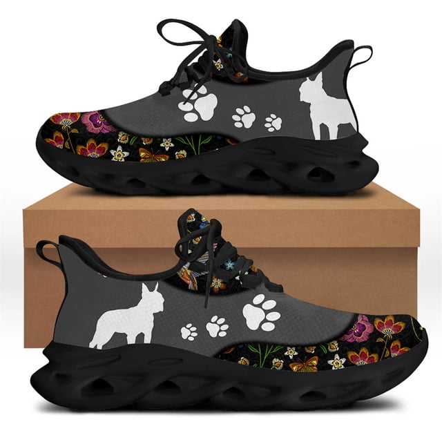 Zapatillas deportivas ligeras y transpirables con diseño de huella de perro y flores, zapatillas deportivas de malla transpirables para exteriores, zapatos casuales