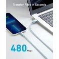 thumbnail image 6 of Anker Premium Nylon Lightning Cable , 6ft,MFi Certified Charging|Silver [2-Pack], 6 of 7