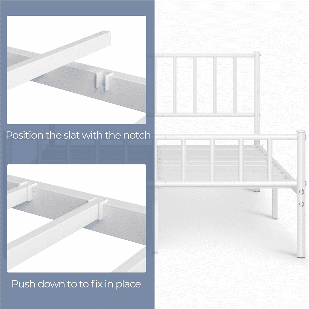 Renwick Full Size Metal Platform Bed with Headboard, White