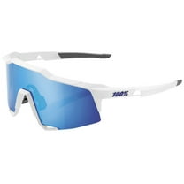 100% Speedcraft SC Sunglasses Matte White Blue Mirrored HiPer