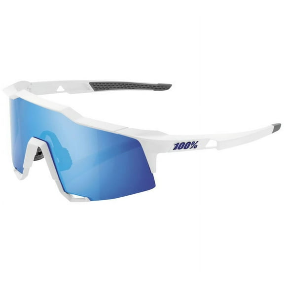 100% Speedcraft SC Sunglasses Matte White Blue Mirrored HiPer