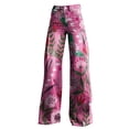 thumbnail image 4 of Women's Linen Pants 2025 New Summer Flower Wide Leg Pants Lightweight And Loose Casual Colorful Pants Imitation Jeans, Women's Casual Pants S, 4 of 4
