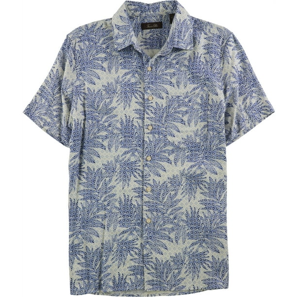 Camisa con Botones Tasso Elba para hombre medallón de hojas azul XX-Large