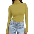 thumbnail image 5 of Gkeoshab Womens Tops Women's High Neck Cowl Neck Long Sleeve T-Shirt Cotton Layering Top for Everyday Wear Gold M, 5 of 7