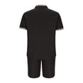 thumbnail image 4 of Styesk Pièces Tenues pour Hommes 2 Pcs Mode Décontractée Manches Courtes Col Rabattu Pantalon Ensemble Deux Taille Élastique, 4 of 6