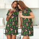 thumbnail image 4 of Easygdp Cute Hedgehogs Cactus Blue Camisón de manga corta para mujer, informal, estampado, 4 of 6
