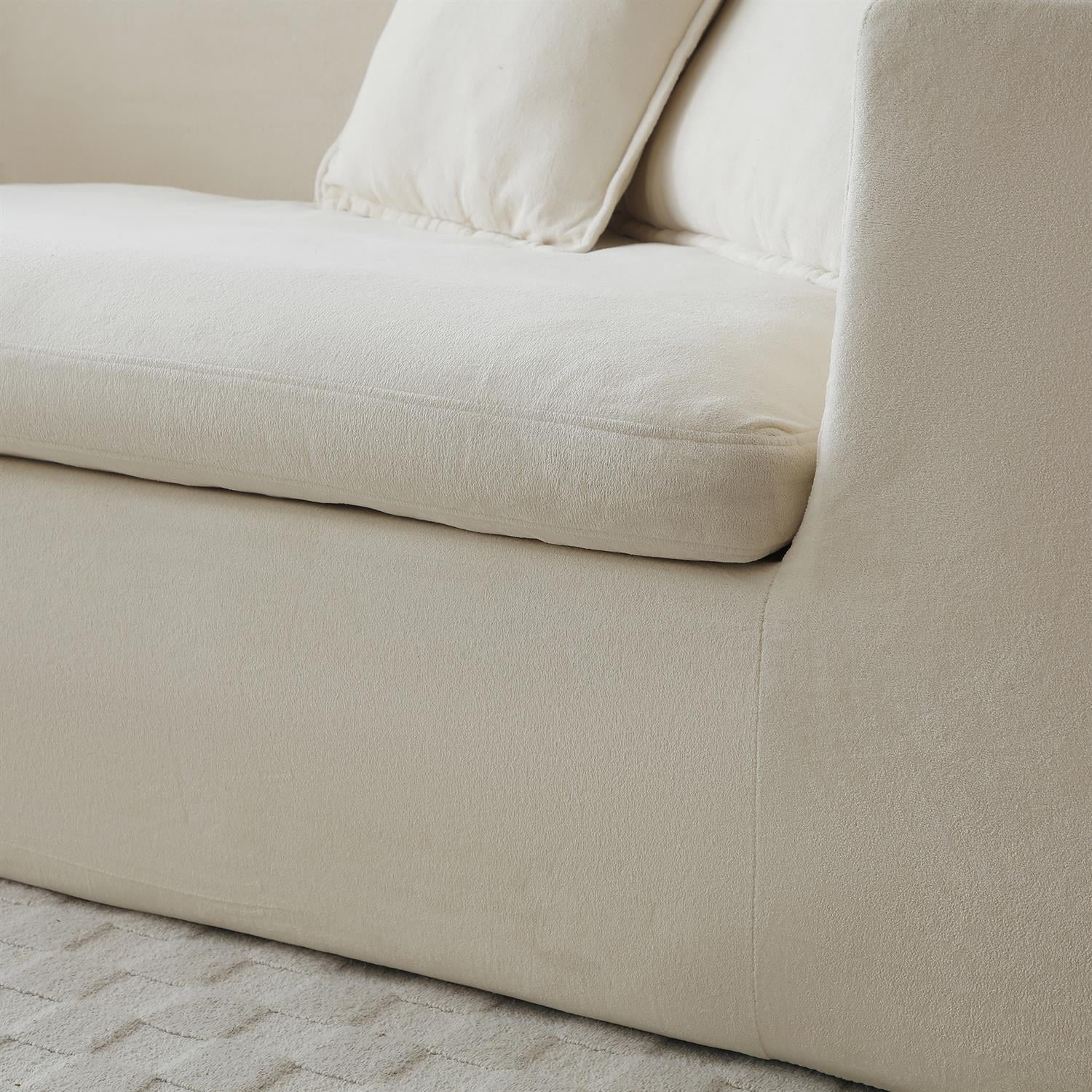 Demi Bonn 149" Cloud Sectional Sofa with L-Shape Chaise, Modern Deep Seat Modular Couch, Velvet Upholstered for Living Room or Bedroom, No Assembly Needed, Beige