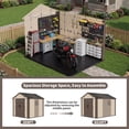 thumbnail image 4 of NETAJE 8x10 ft Resin Storage Shed, Outdoor Plastic Tool Shed with Floor, Lockable Door, Window and Vents for Patio, Backyard, Beige & Brown, 4 of 9