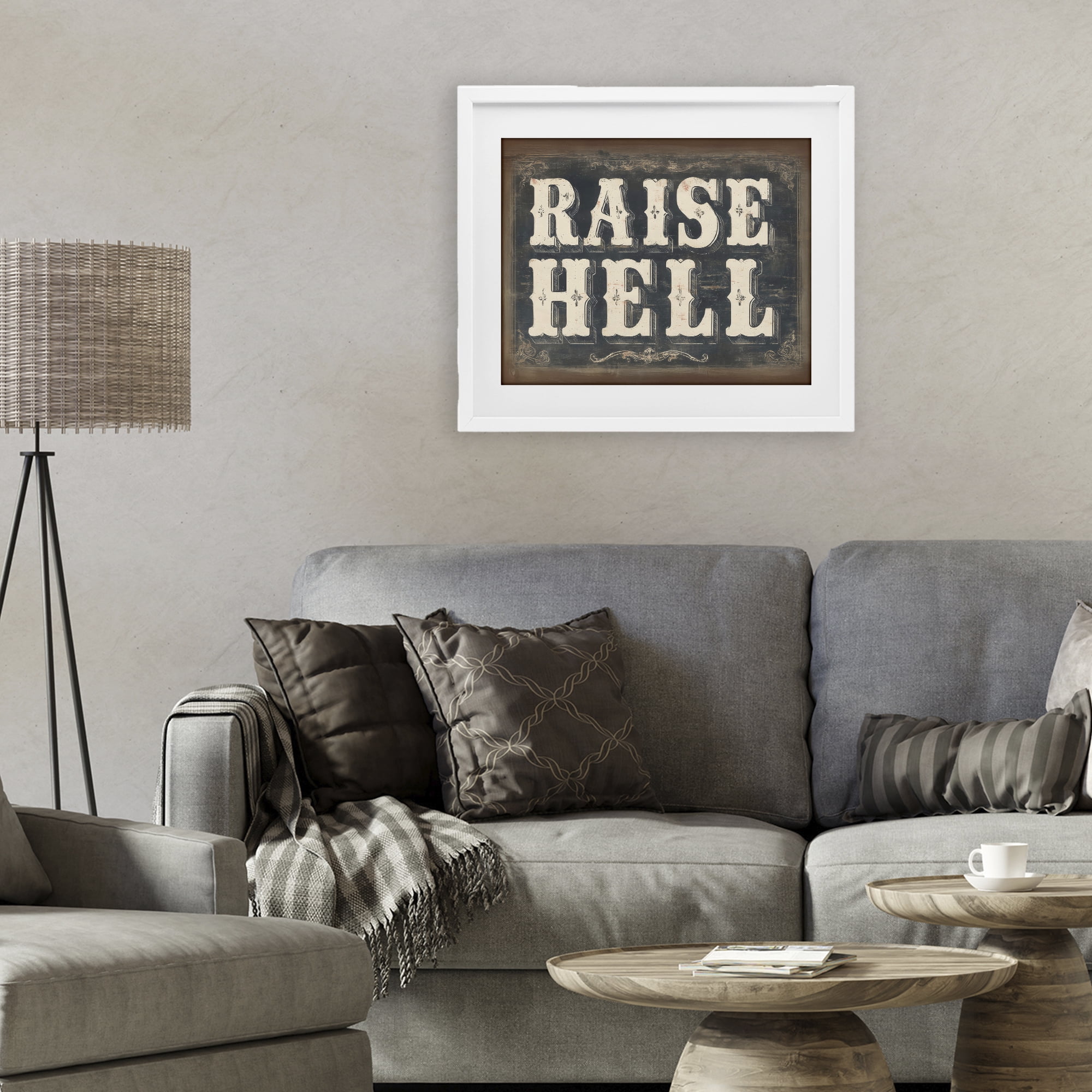 Stupell Industries Raise Hell Vintage Western White Framed Print Under Glass, design by Arlington Prints