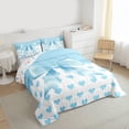 thumbnail image 3 of jejeloiu Blue Loves Bow Full Size Comforter Sets,Pink Cute Bowtie Bedding Sets For Girls Teens Reversible 3-Piece, 3 of 8