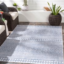 Livabliss Eagean Global Indoor/Outdoor Area Rug,8'10" x 12',Denim
