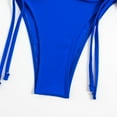 thumbnail image 3 of SWSMCLT Women's Two Piece Bikini Set String Beach Ruched Padded Brazilian Spandex Swimsuit Halter Royal Blue Small, 3 of 4