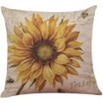 thumbnail image 4 of Juego de 4 fundas de cojín decorativas navideñas de 18.0 x 18.0 in, cuadradas, de lino y algodón, para sofá, sofá, cama y coche (girasol) JAMW Sencillez, 4 of 5