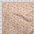 thumbnail image 3 of oneOone Cotton Poplin Light Peach Fabric Watercolor Floral Sewing Material Print Fabric By The Yard 42 Inch Wide, 3 of 4