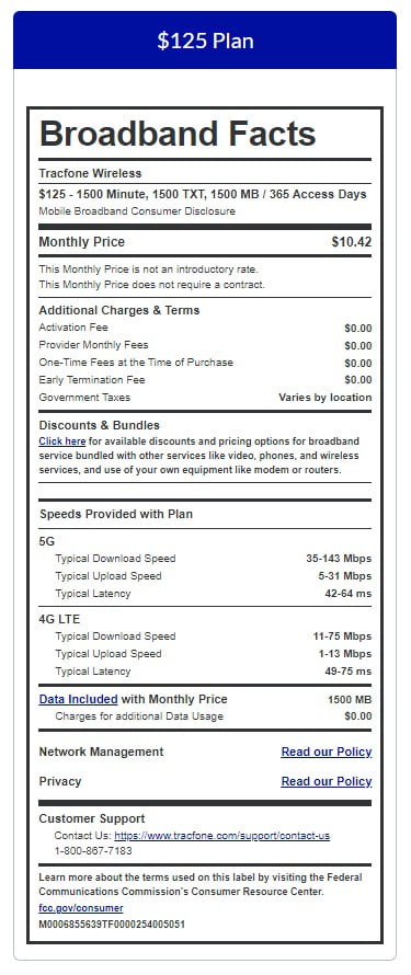 Tracfone $125 Smartphone 1-Year Prepaid Plan 1500 Min/ 1500 Txt/ 1.5GB Data e-PIN Top Up (Email Delivery)