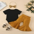 thumbnail image 3 of AMERTEER Baby Girl Pants Set  Short Sleeve Romper and Flared Pants with Hairband 3pcs Set, 3 of 8